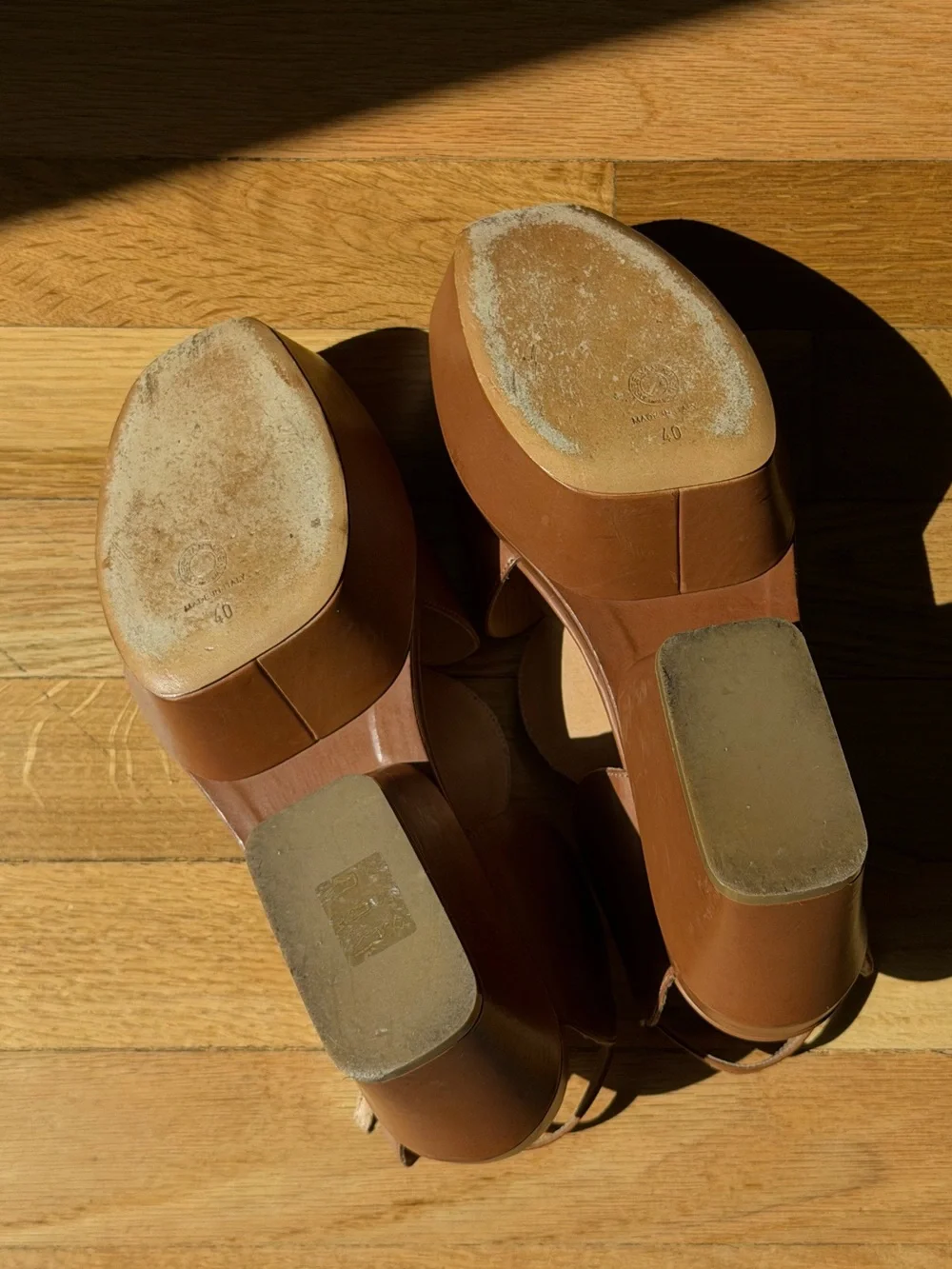 Dries Van Noten Brown Circle Cutout Leather Platforms